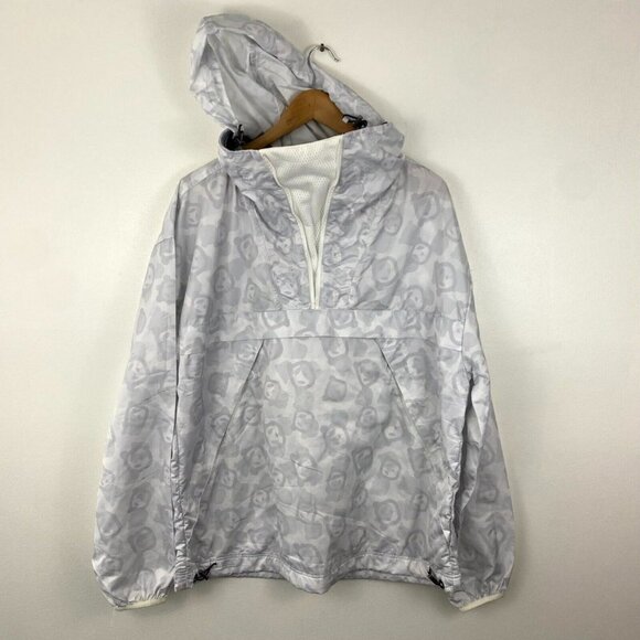 Diplomacy Windbreaker Jacket Men's Size XXL White Gray Panda Hooded Zip Up NEW - Picture 1 of 16